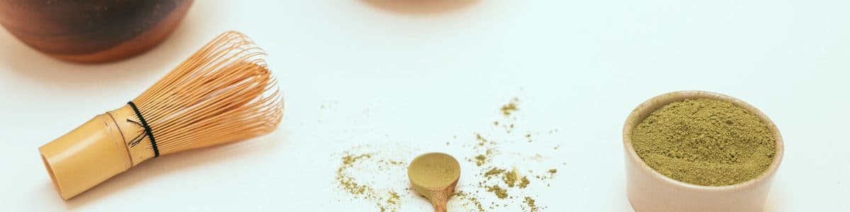 Matcha powder and whisk — instant beverage flavours OEM manufactured by D&O Nutraceutical in Malaysia