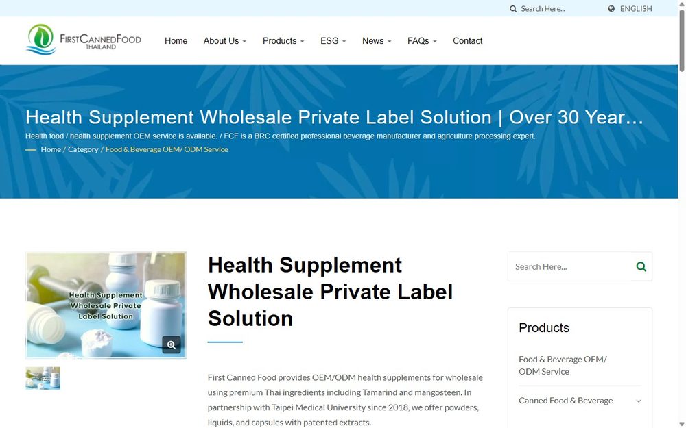 First Canned Food Thai health supplement private label solution page