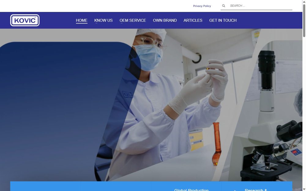 Kovic Kate Thailand food supplement and cosmetic OEM services homepage