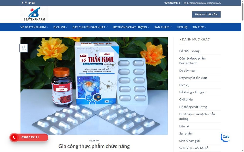 Beatexpharm functional food contract manufacturing, GMP-HS certified Vietnam