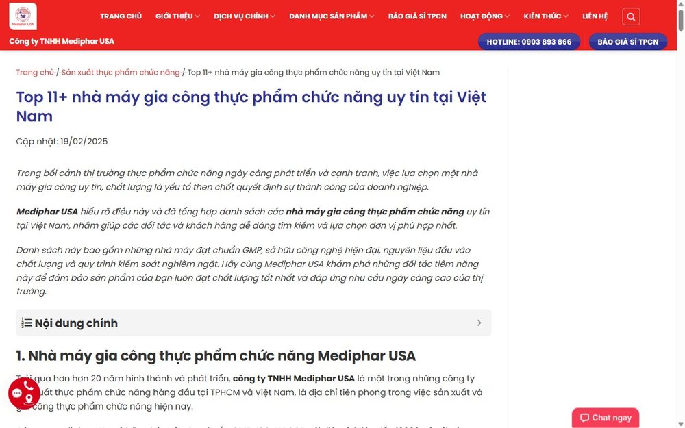 Mediphar USA functional food contract manufacturing factory, Long An Vietnam